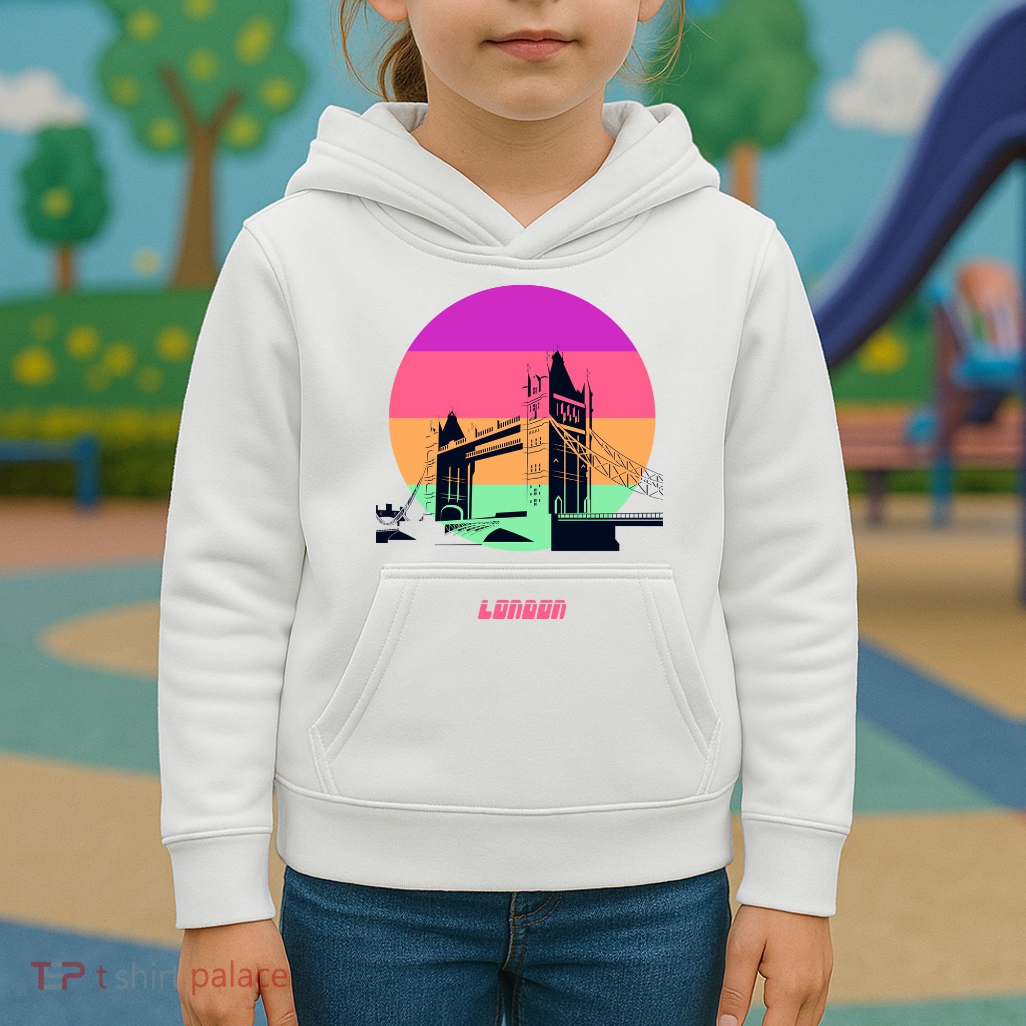 Retro Sun London Bridge Kids Hoodie