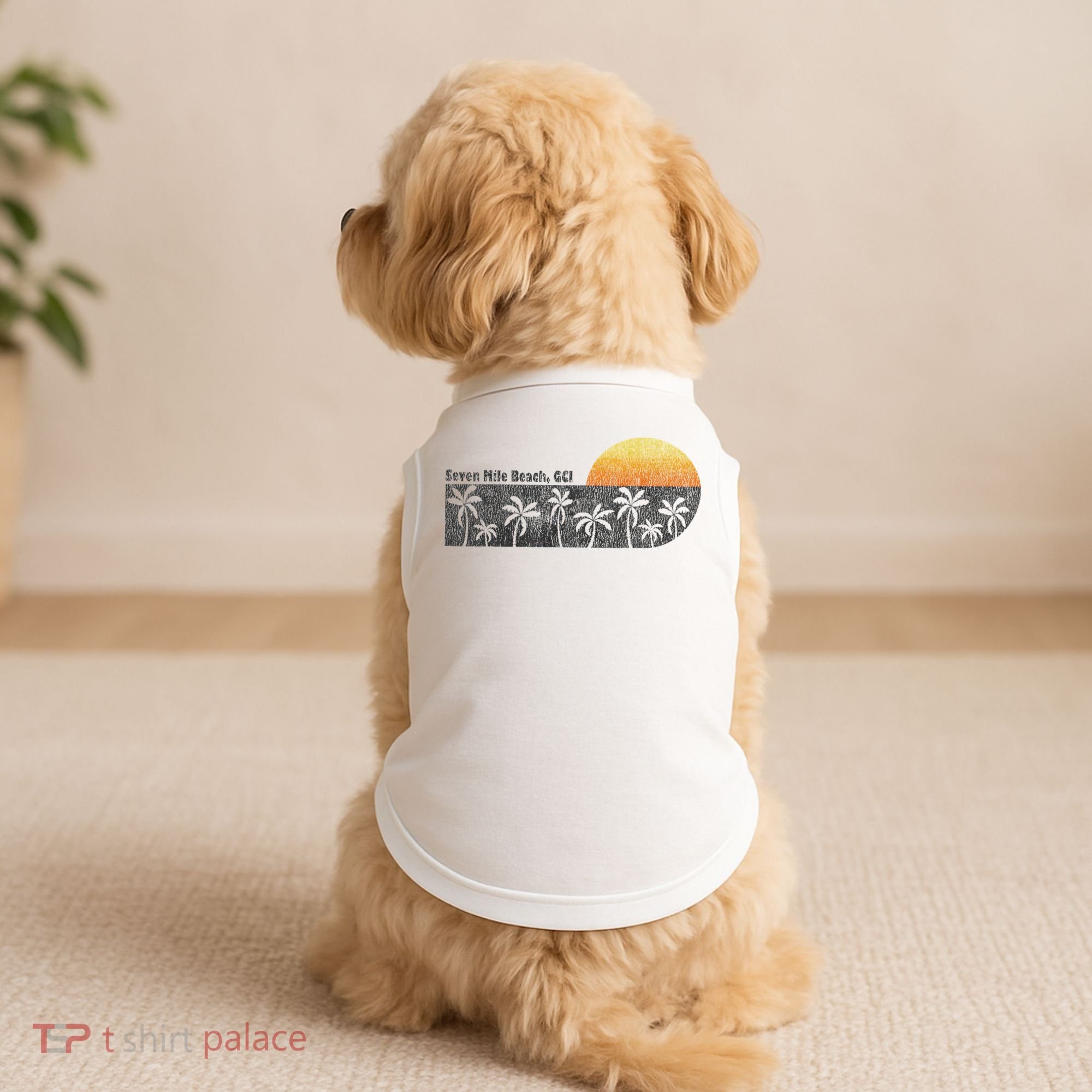 Retro Seven Mile Beach Grand Cayman Island Retro Doggie Tank