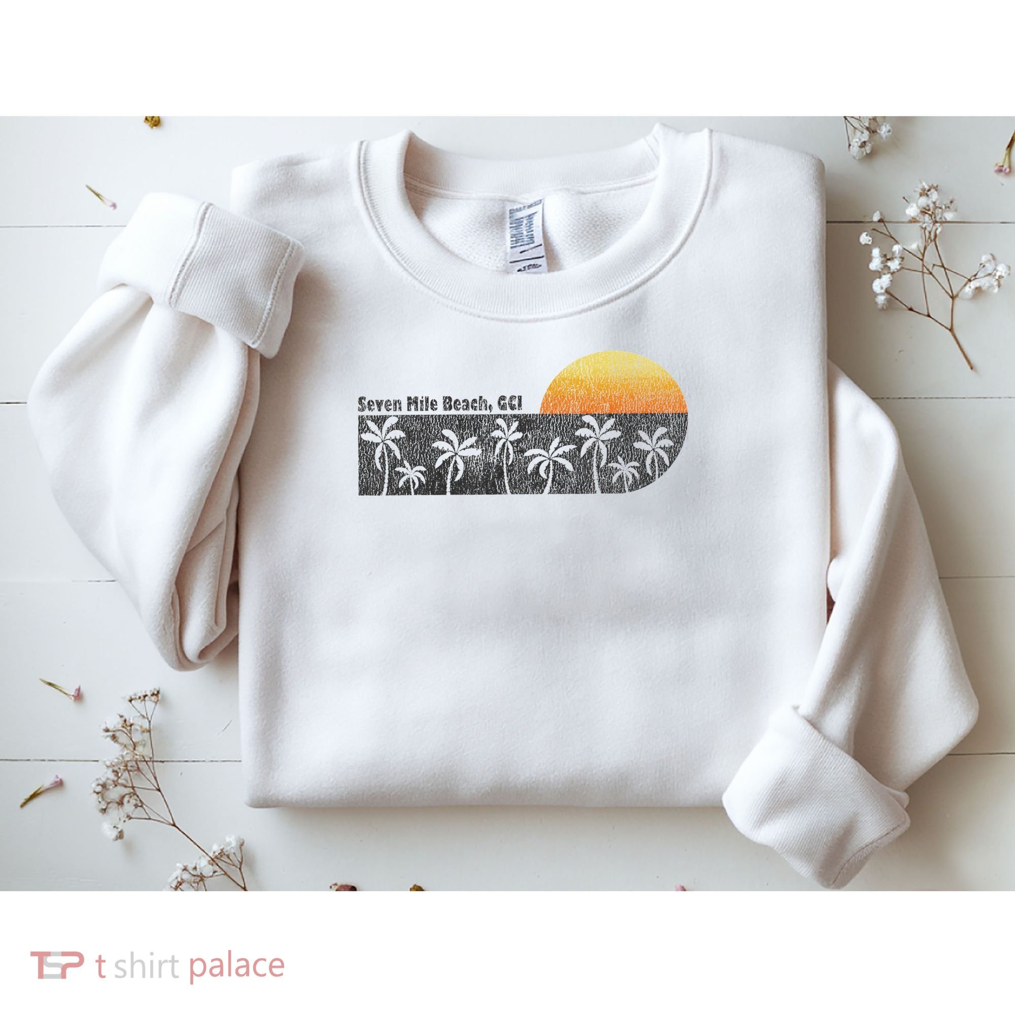 Retro Seven Mile Beach Grand Cayman Island Retro Sweatshirt