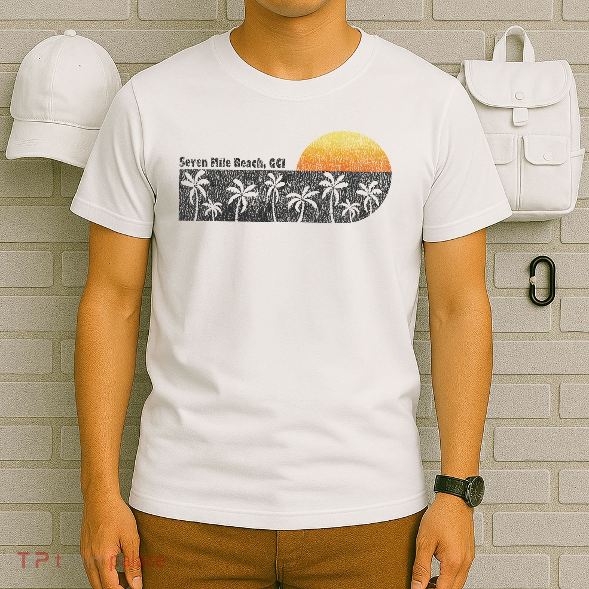 Retro Seven Mile Beach Grand Cayman Island Retro T-Shirt