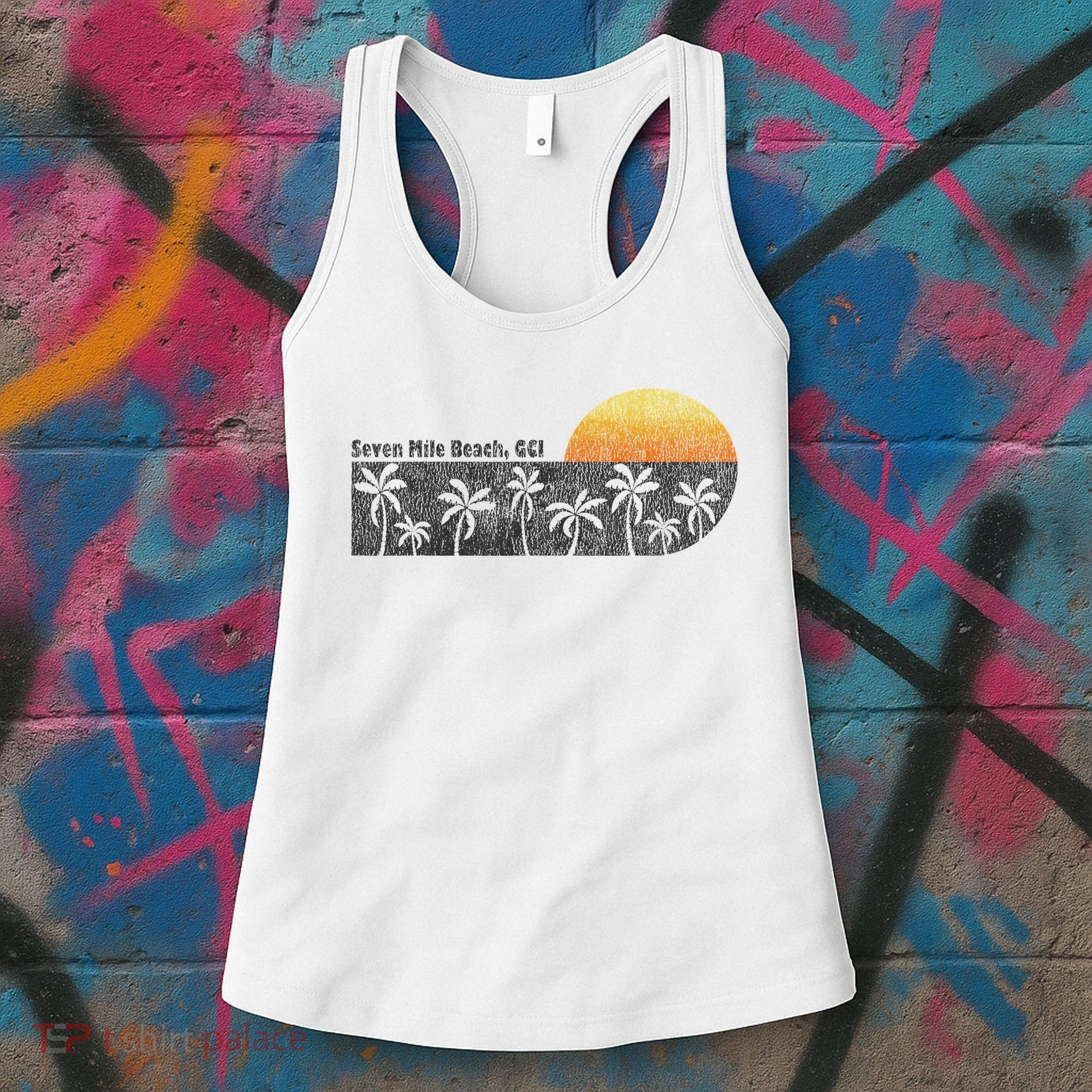 Retro Seven Mile Beach Grand Cayman Island Retro Women's Tank Top