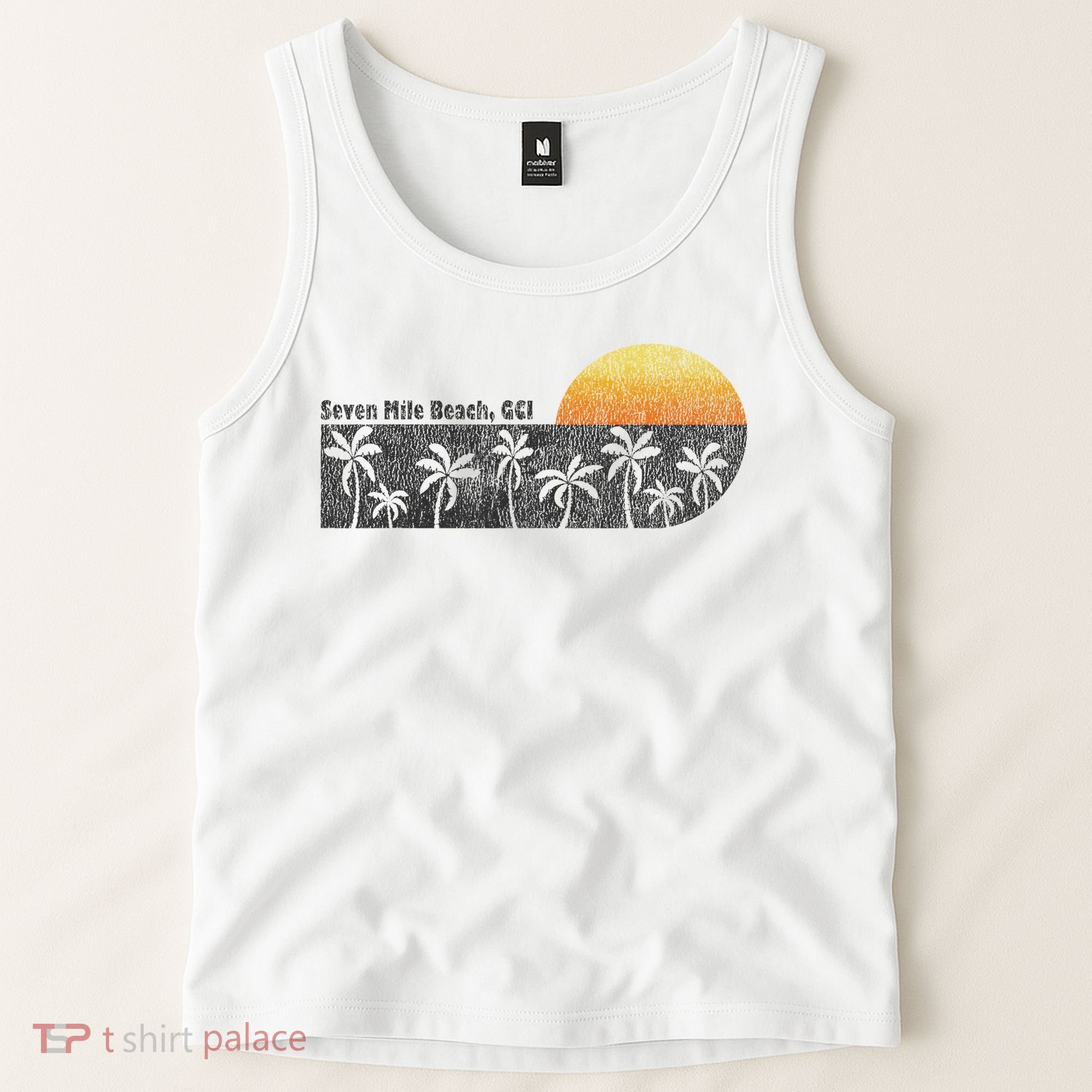 Retro Seven Mile Beach Grand Cayman Island Retro Tank Top