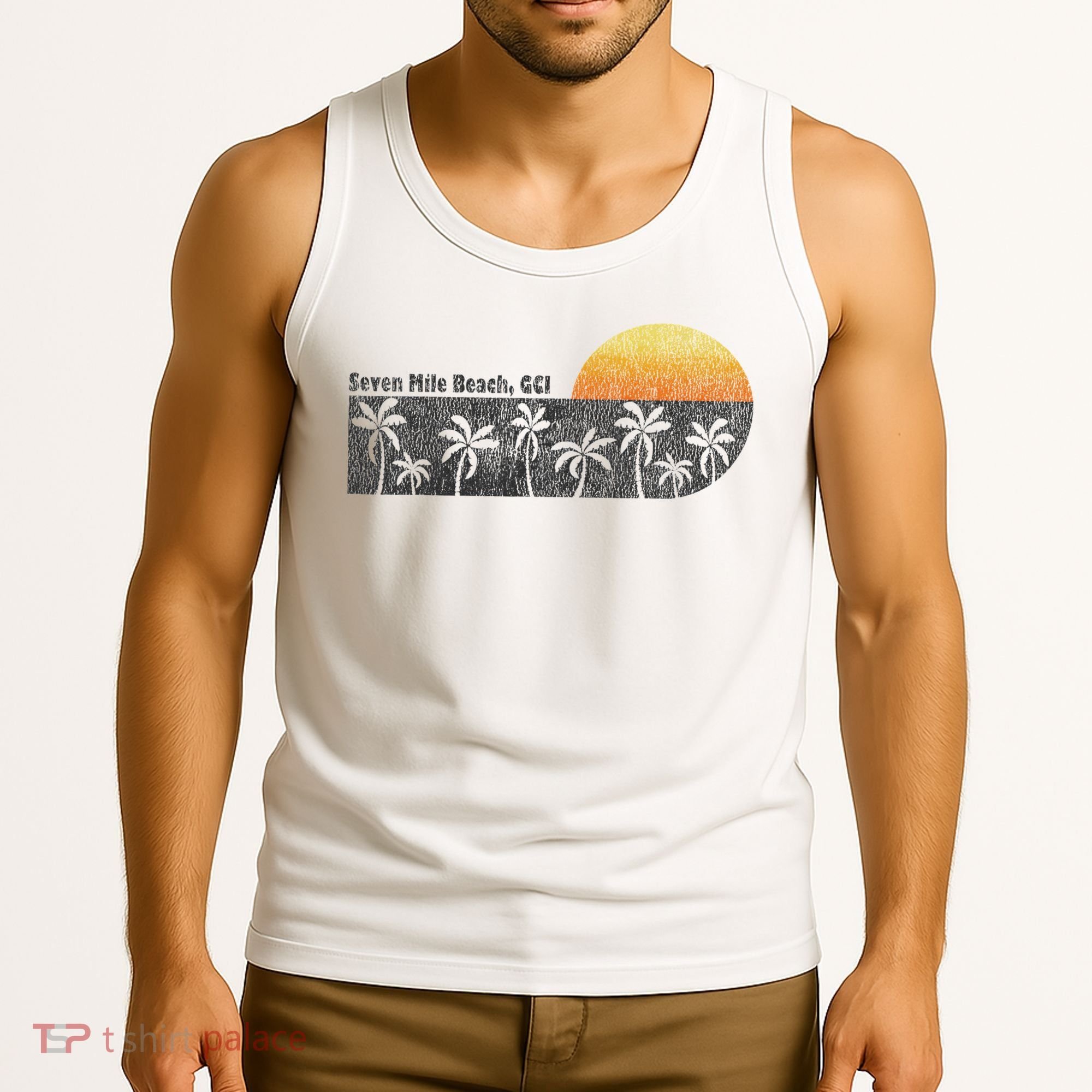 Retro Seven Mile Beach Grand Cayman Island Retro Tank Top