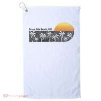 Retro Seven Mile Beach Grand Cayman Island Retro Golf Towel thumb 0