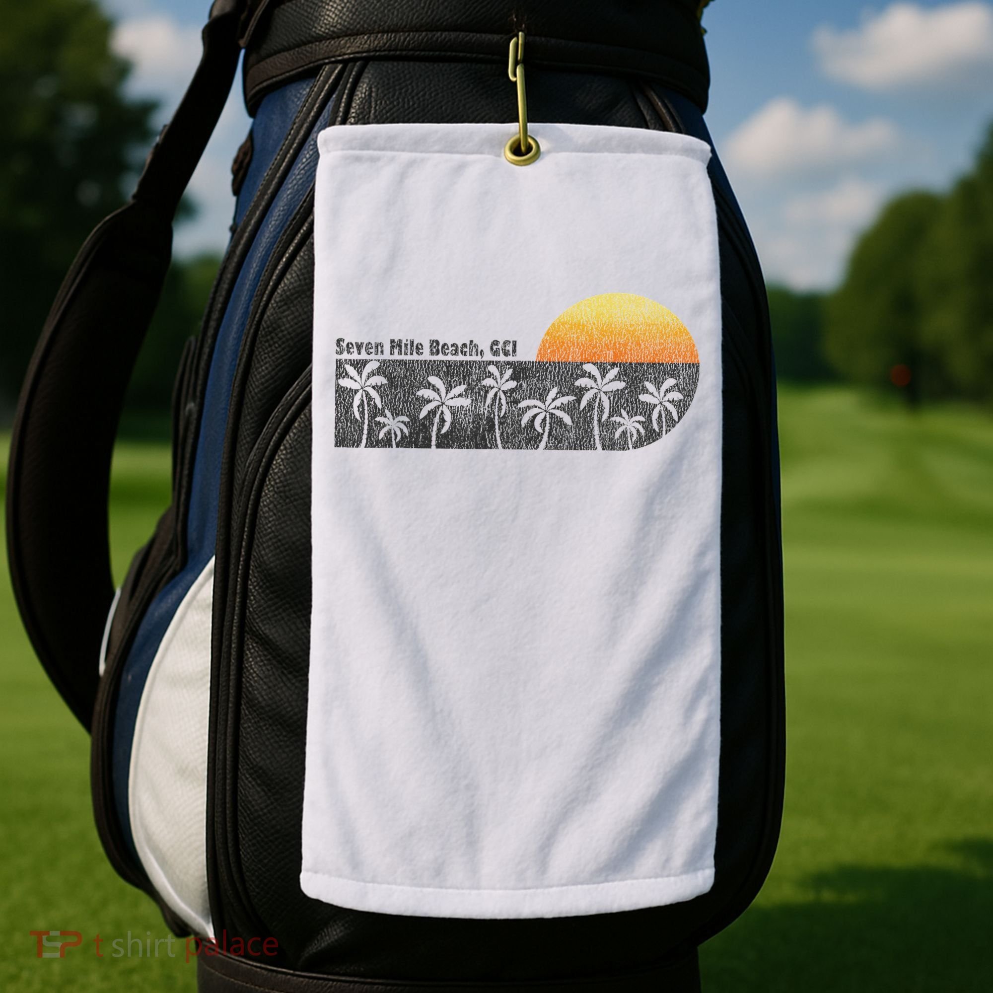 Retro Seven Mile Beach Grand Cayman Island Retro Golf Towel