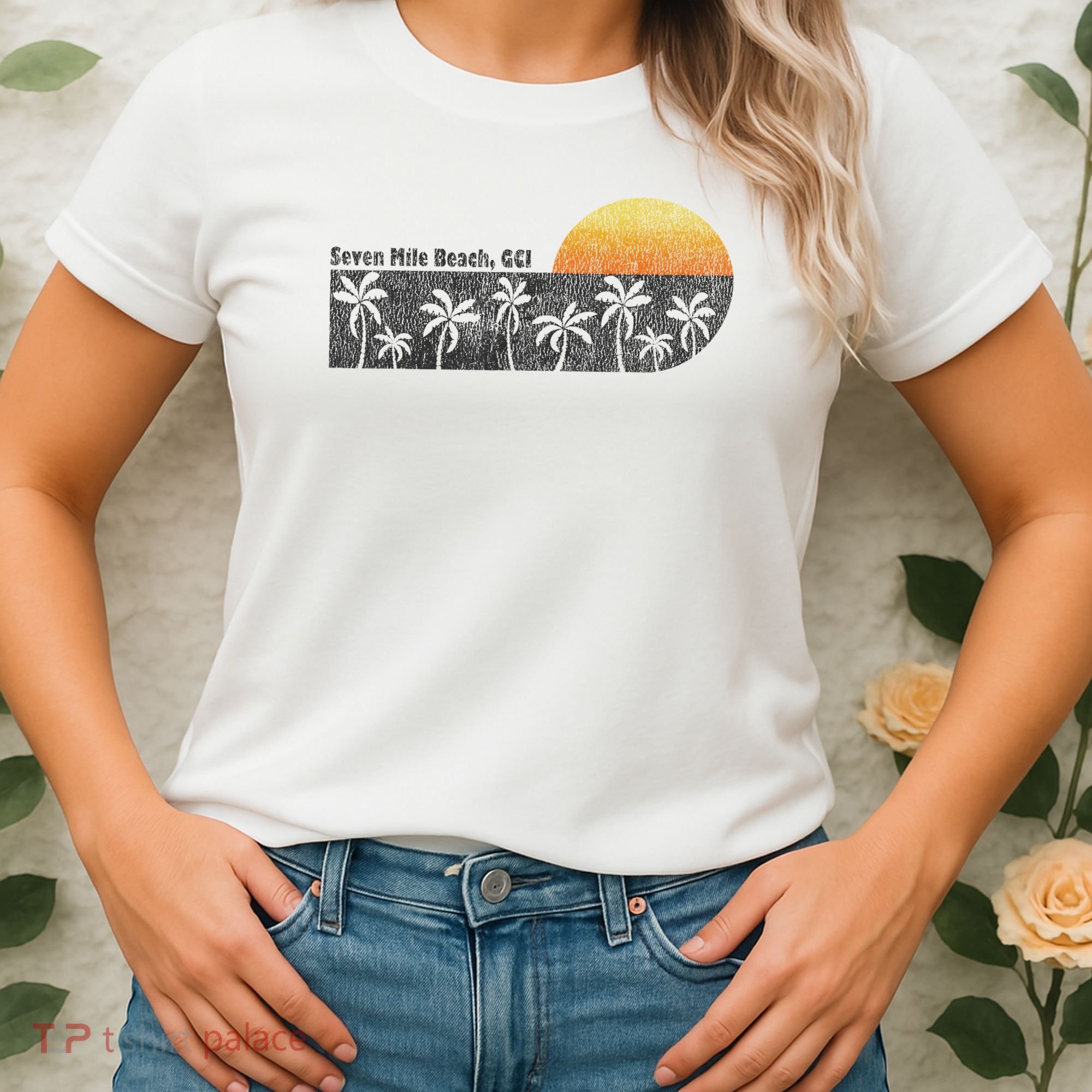 Retro Seven Mile Beach Grand Cayman Island Retro Women's T-Shirt