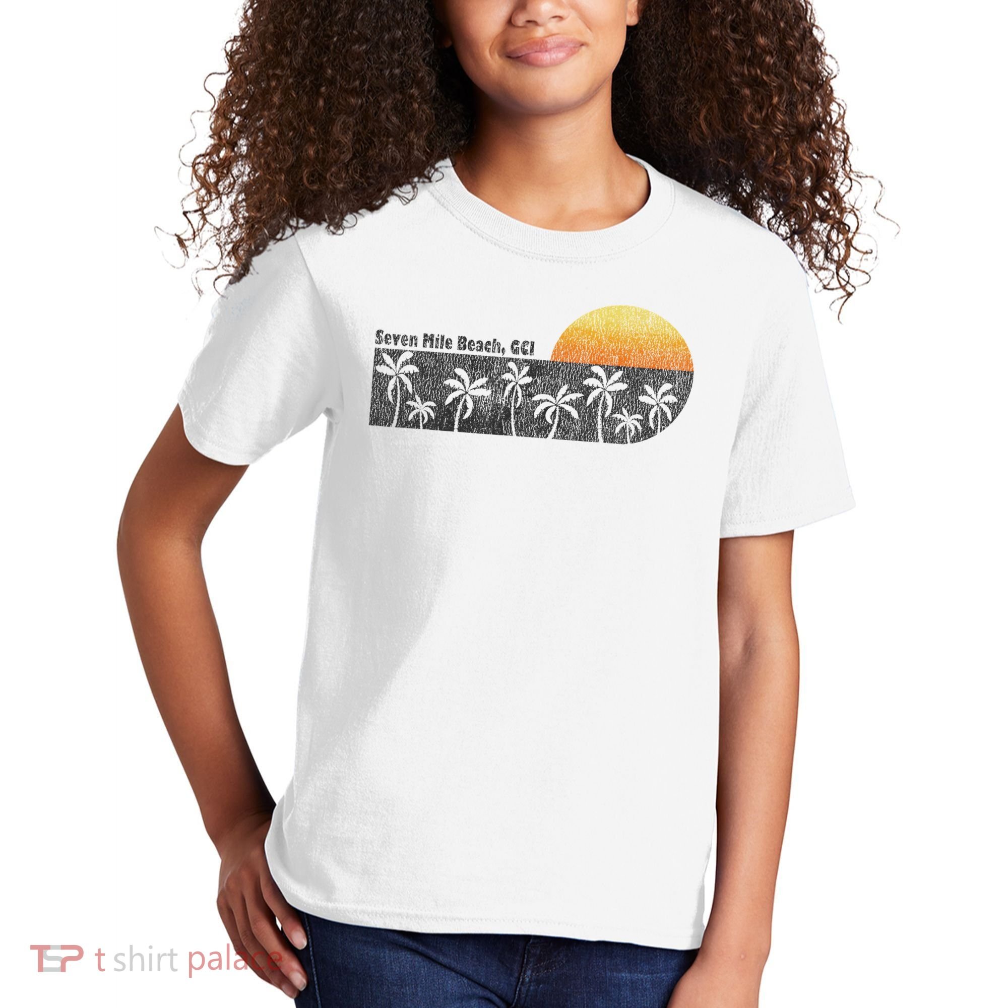 Retro Seven Mile Beach Grand Cayman Island Retro Kids T-Shirt