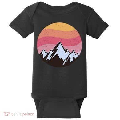 Retro Sunset Mountain Baby Bodysuit