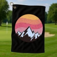 Retro Sunset Mountain Golf Towel thumb 1