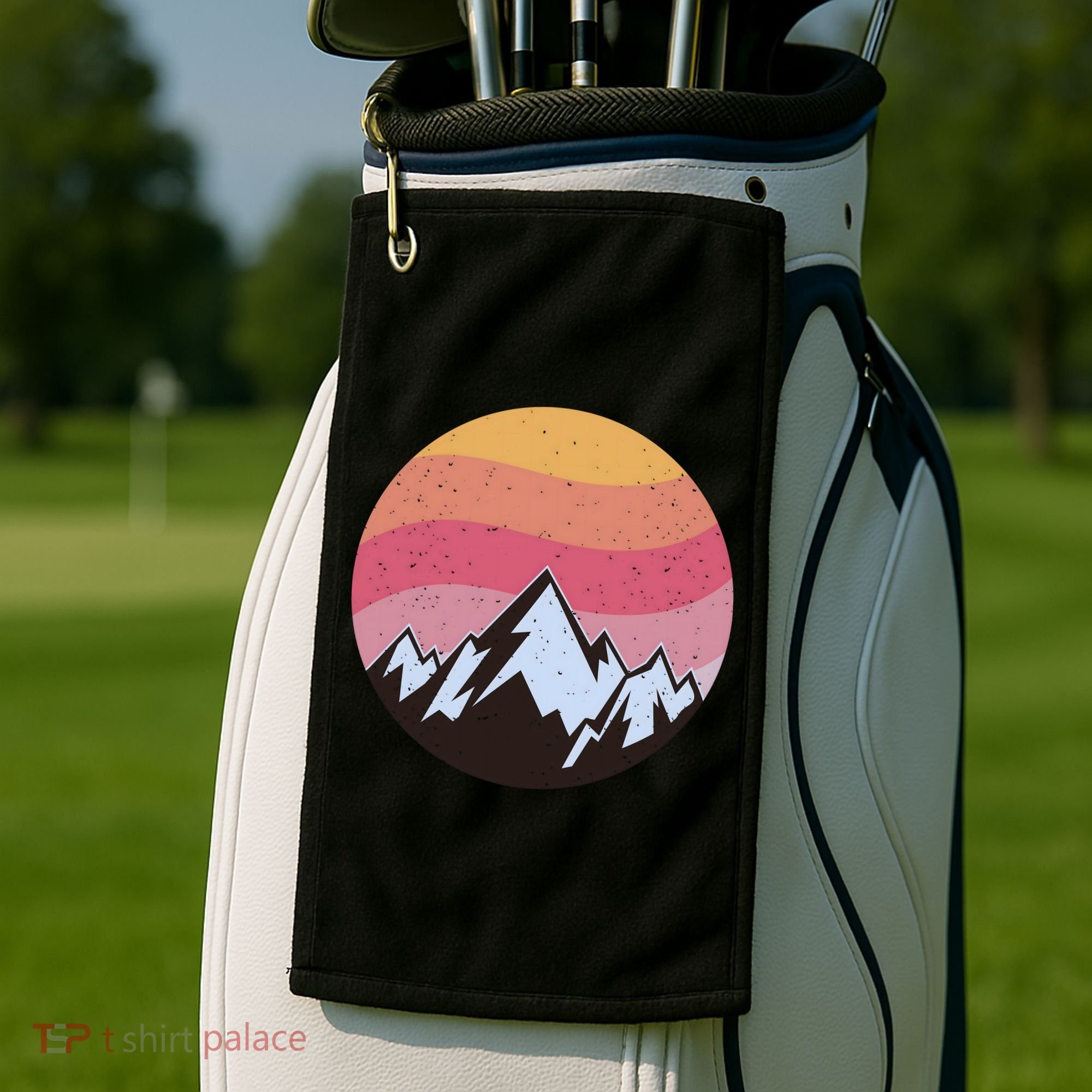 Retro Sunset Mountain Golf Towel