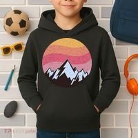 Retro Sunset Mountain Kids Hoodie thumb 2