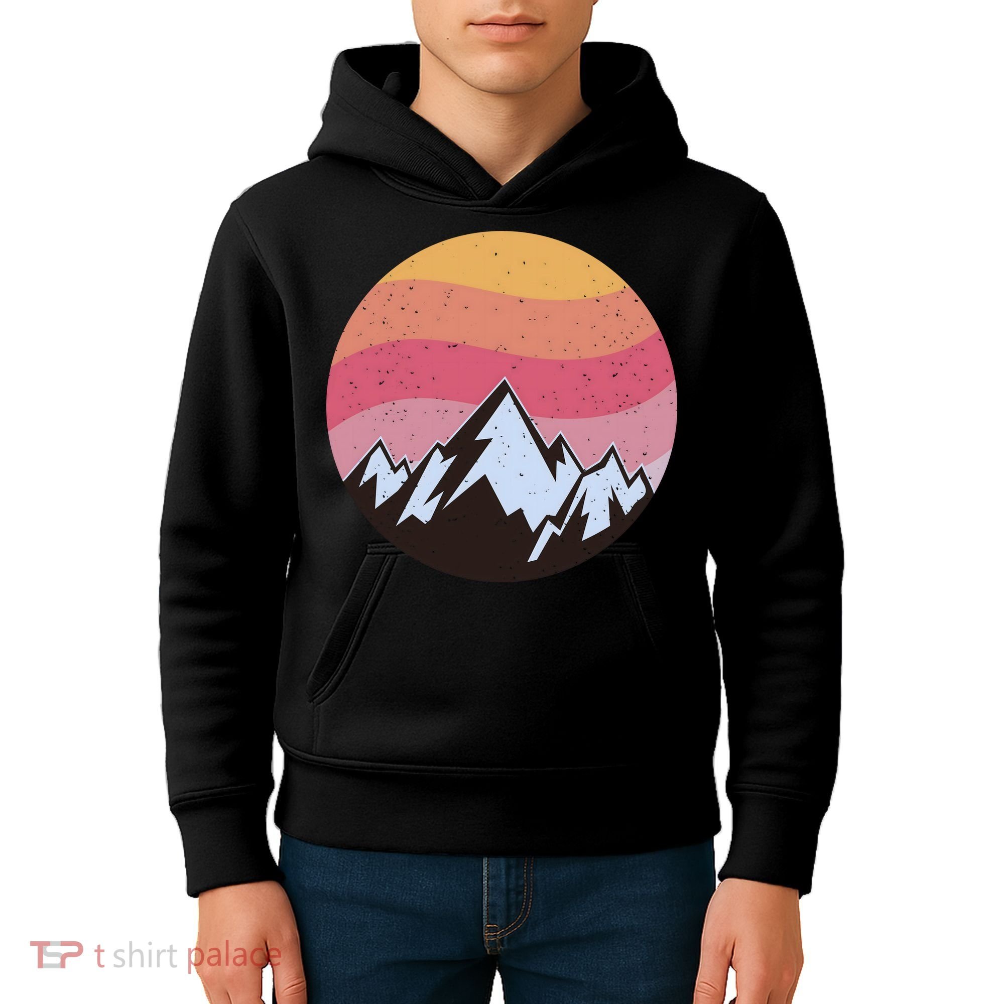 Retro Sunset Mountain Kids Hoodie