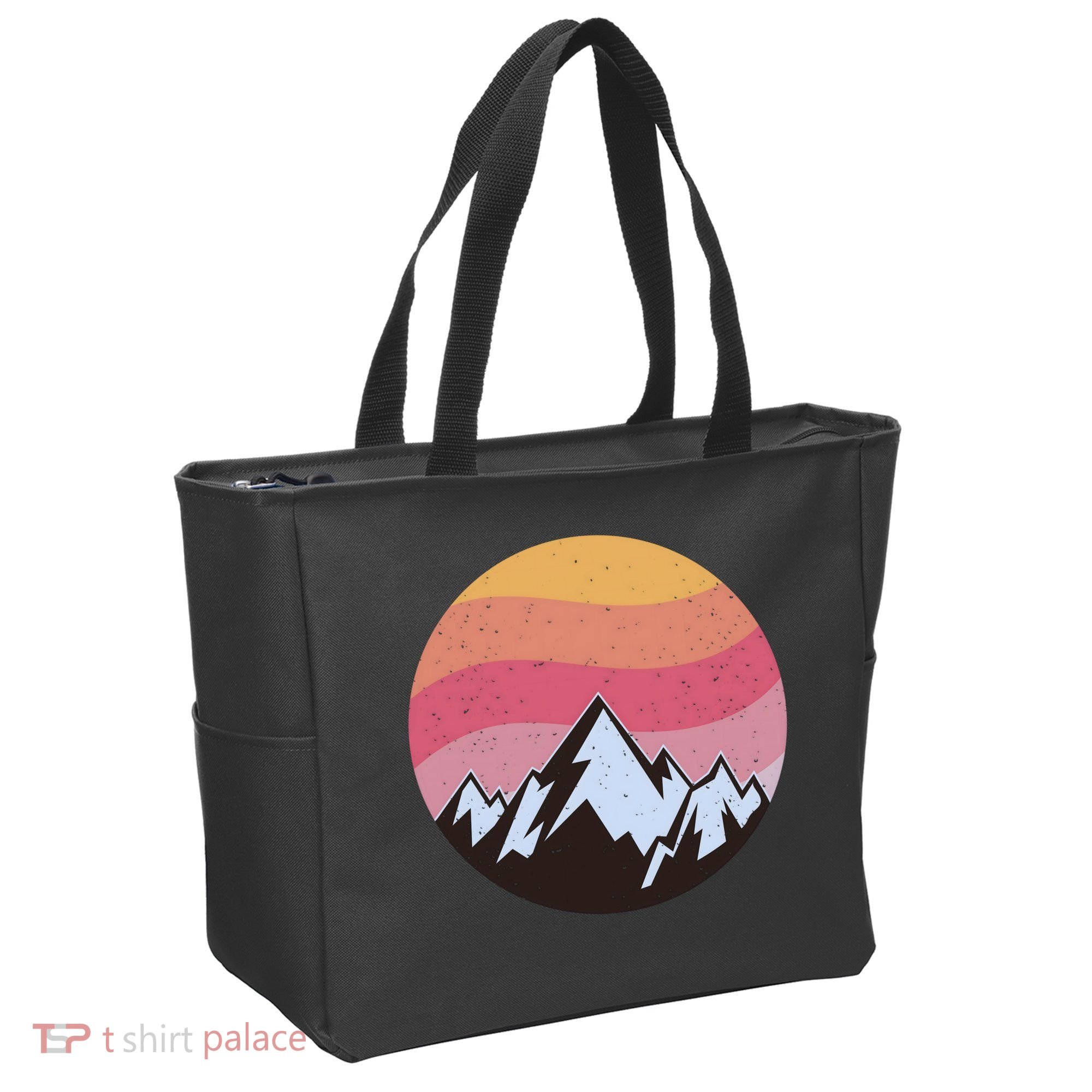 Retro Sunset Mountain Tote Bag
