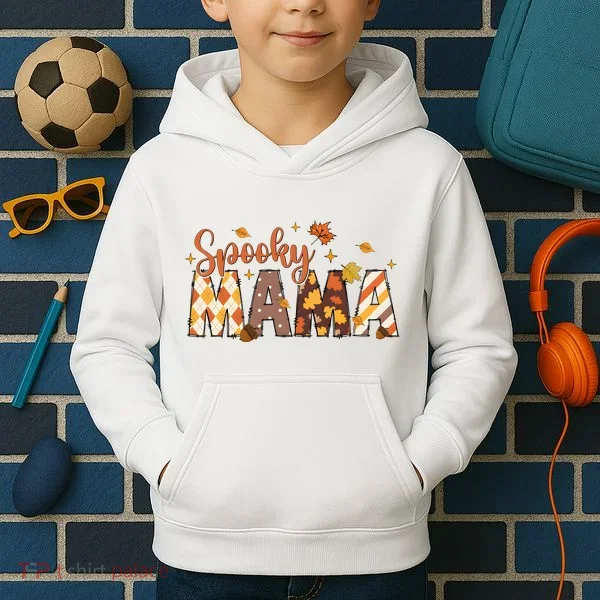 Retro Spooky Mama Halloween Kids Hoodie