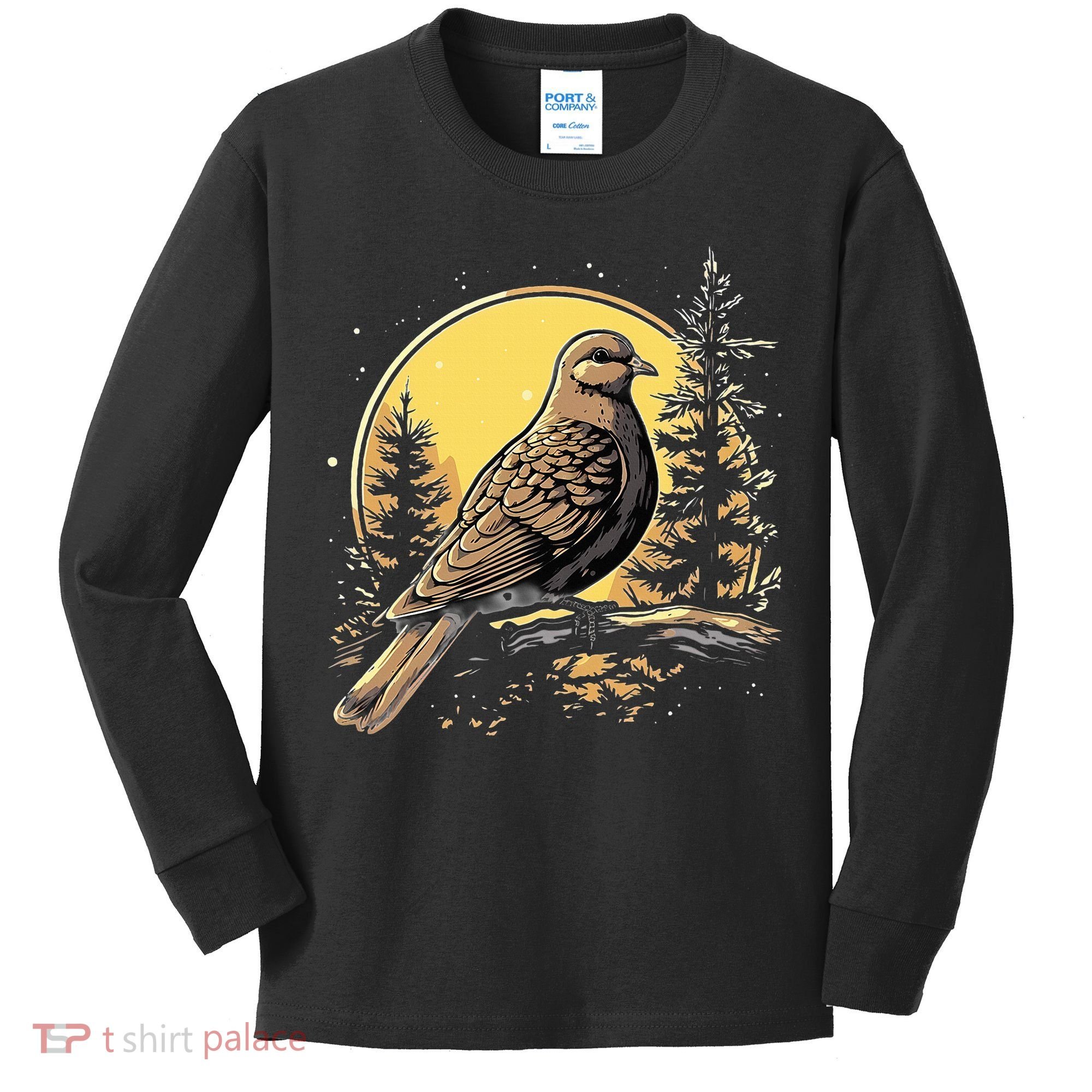 Retro Style Mourning Dove Kids Long Sleeve Shirt