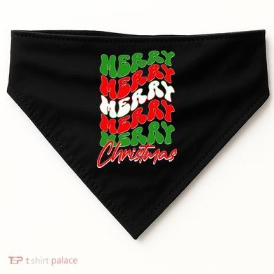 Retro Style Merry Christmas USA-Made Doggie Bandana