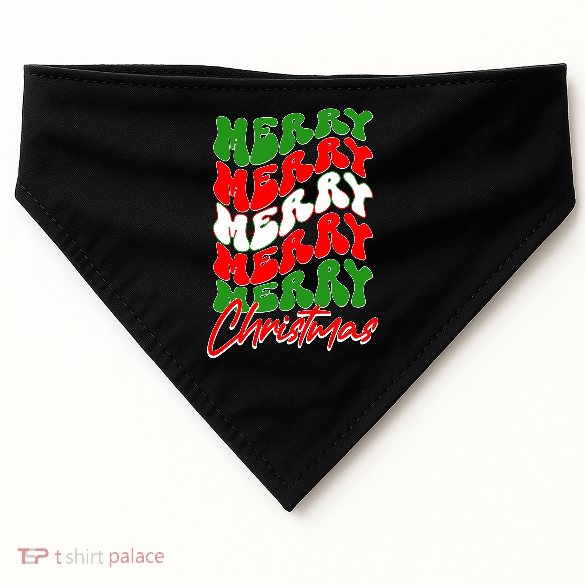 Retro Style Merry Christmas USA-Made Doggie Bandana