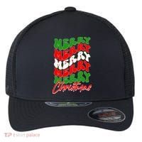 Retro Style Merry Christmas Flexfit Unipanel Trucker Cap thumb 0