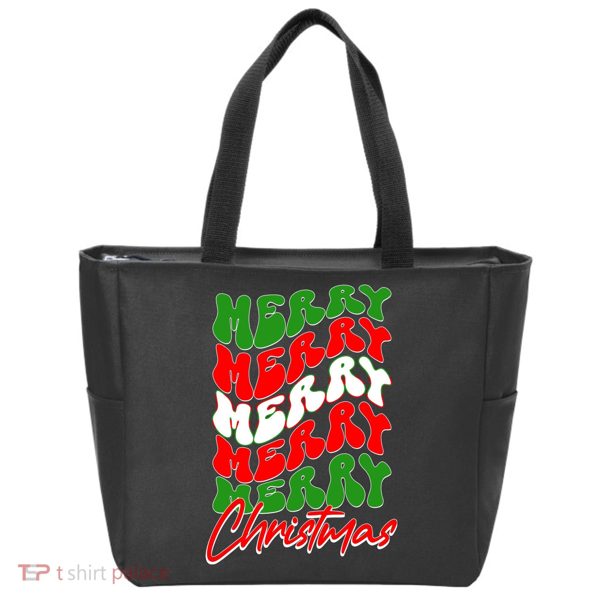 Retro Style Merry Christmas Tote Bag