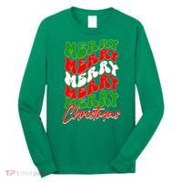 Retro Style Merry Christmas Long Sleeve Shirt thumb 0