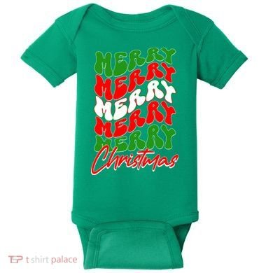 Retro Style Merry Christmas Baby Bodysuit