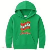 Retro Style Merry Christmas Kids Hoodie thumb 0