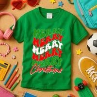 Retro Style Merry Christmas Kids T-Shirt thumb 3
