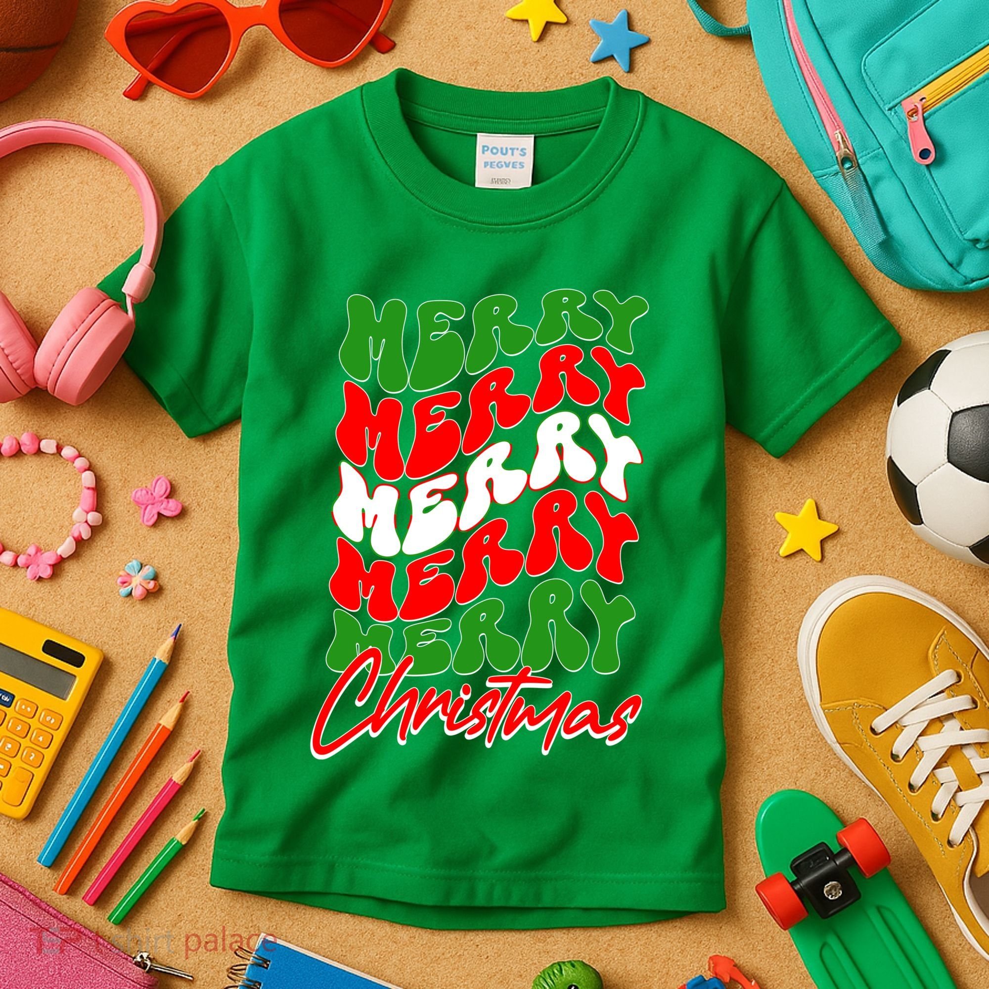 Retro Style Merry Christmas Kids T-Shirt