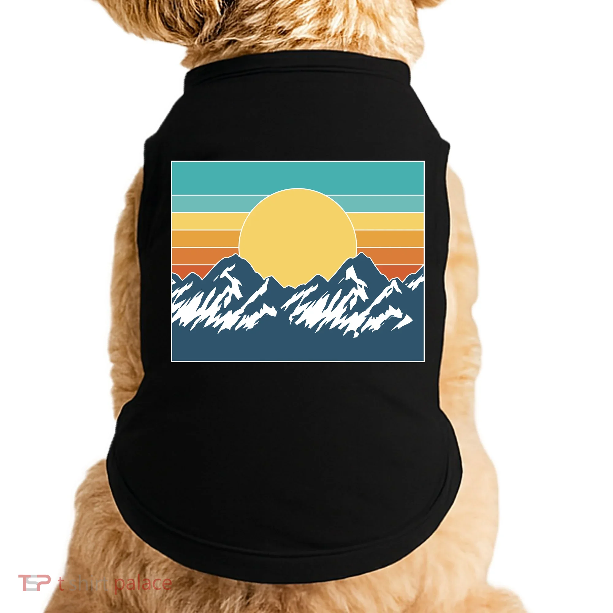 Retro Sunset Mountain Nature Doggie Tank