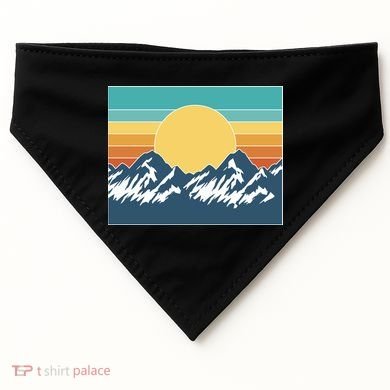 Retro Sunset Mountain Nature USA-Made Doggie Bandana