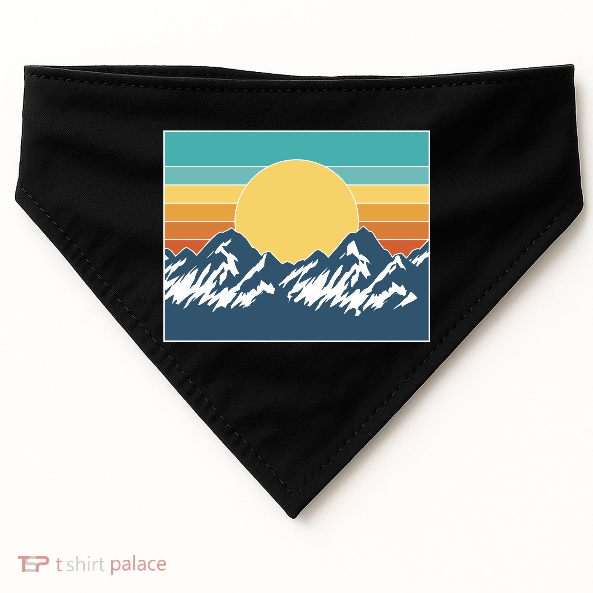 Retro Sunset Mountain Nature USA-Made Doggie Bandana