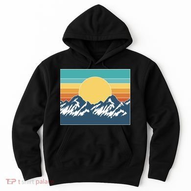 Retro Sunset Mountain Nature Hoodie