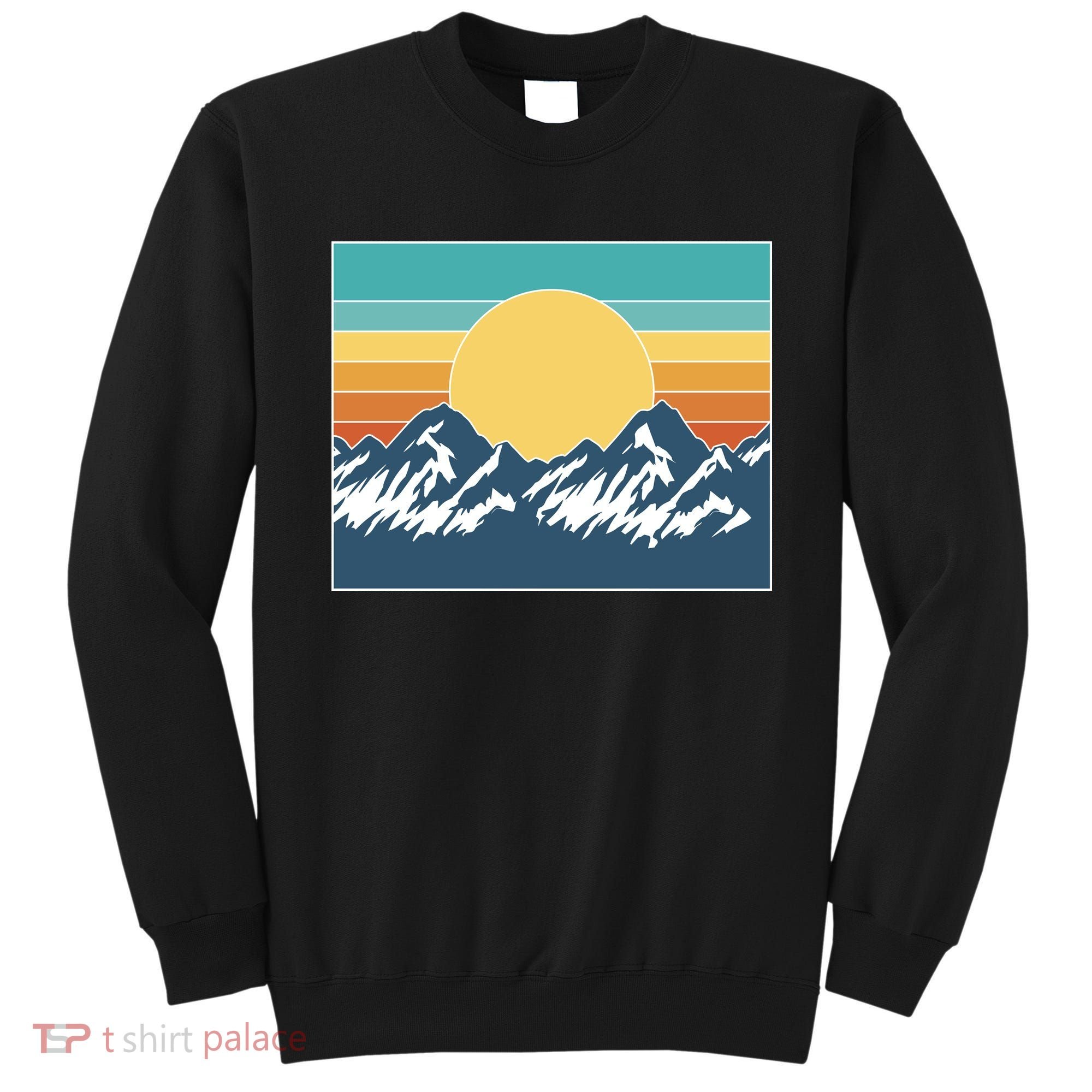 Retro Sunset Mountain Nature Sweatshirt