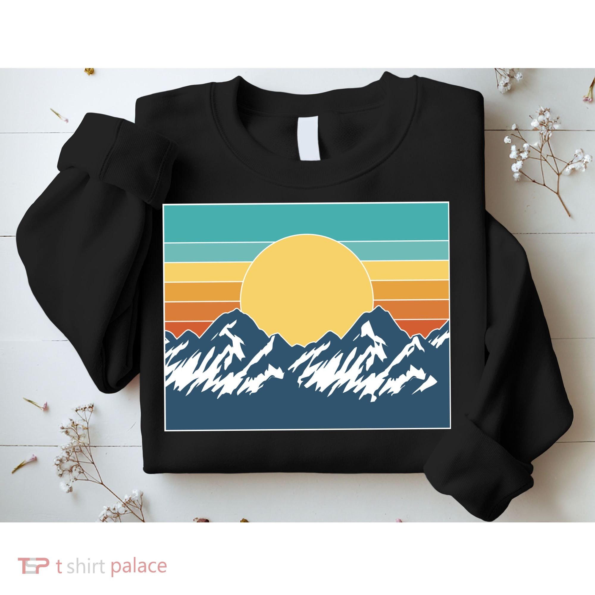 Retro Sunset Mountain Nature Sweatshirt
