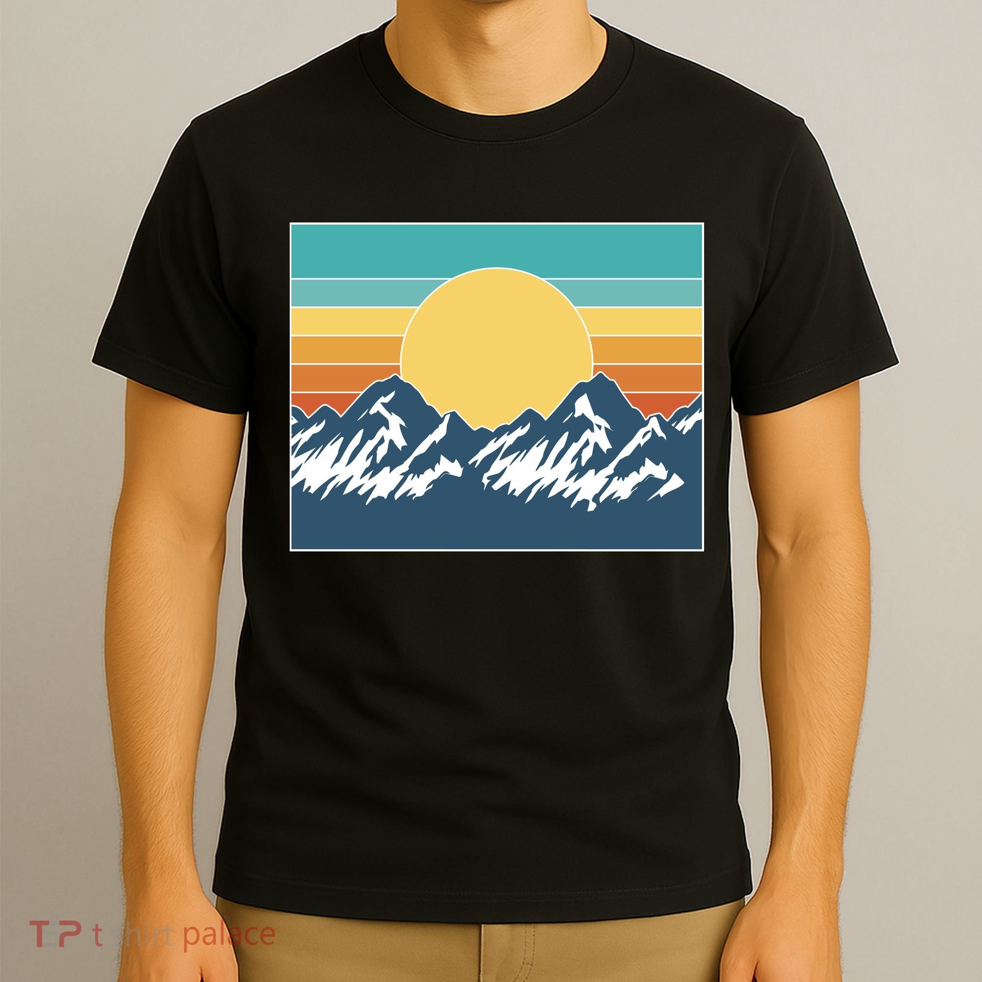 Retro Sunset Mountain Nature T-Shirt