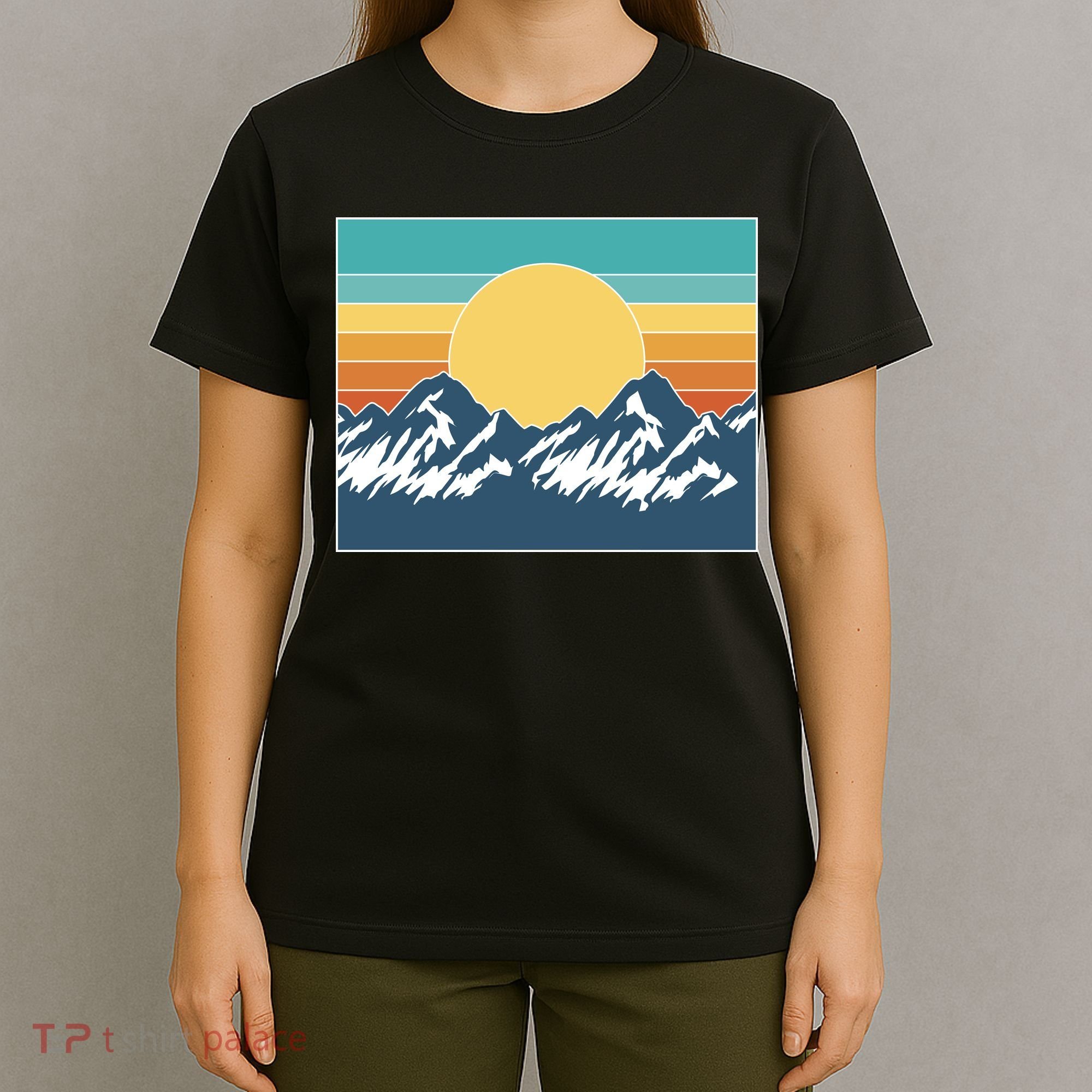 Retro Sunset Mountain Nature T-Shirt