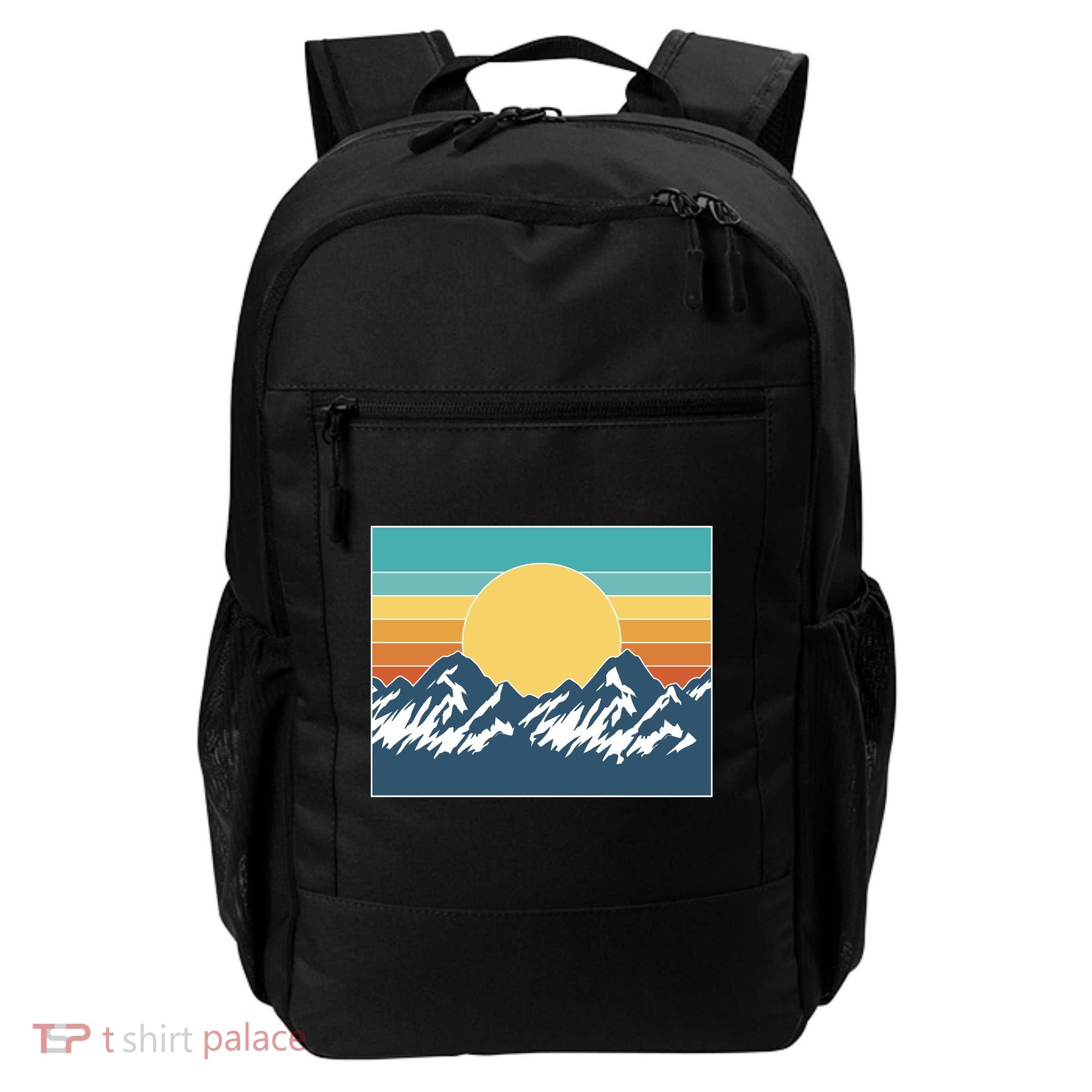 Retro Sunset Mountain Nature Backpack