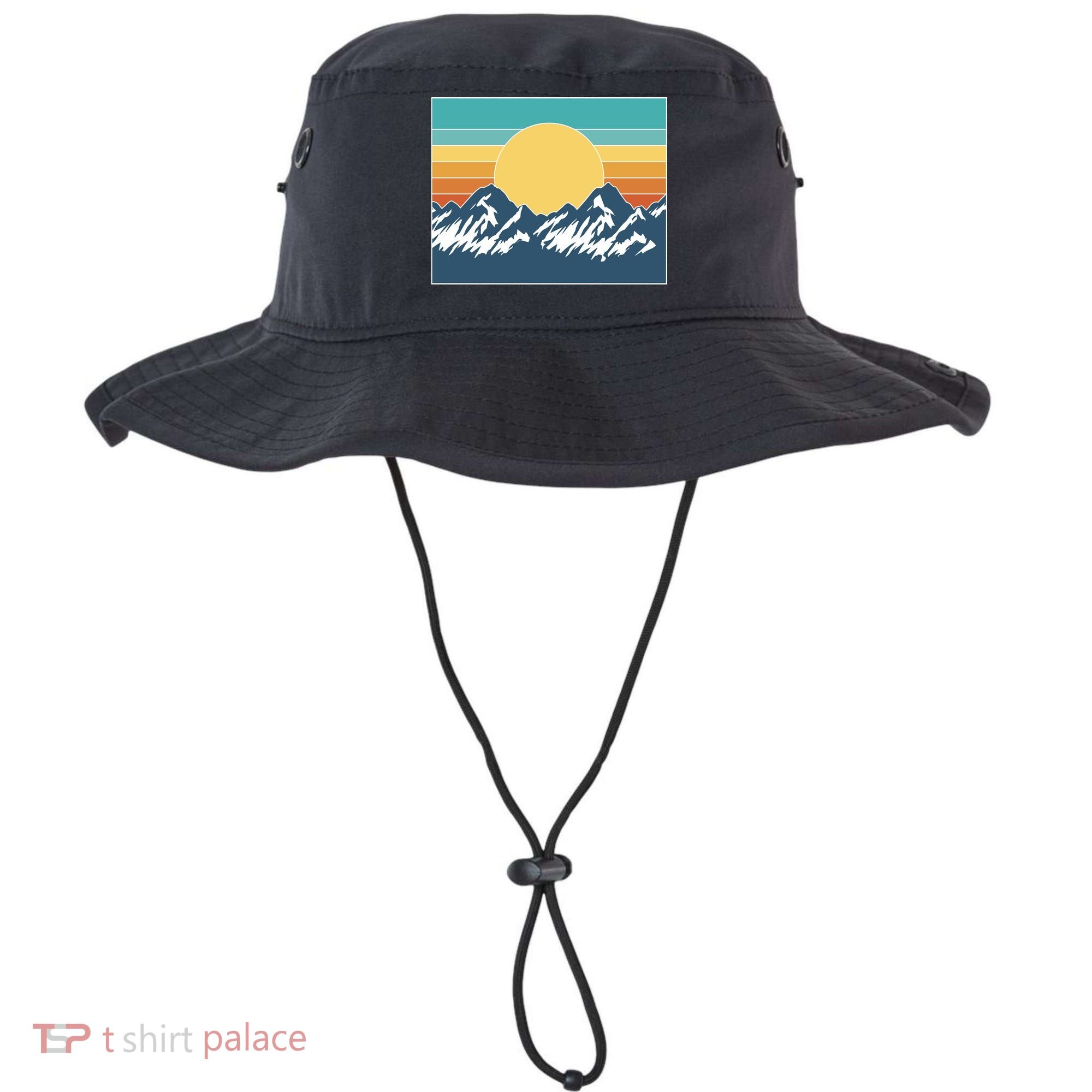 Retro Sunset Mountain Nature Bucket Hat