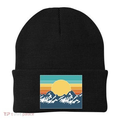 Retro Sunset Mountain Nature Beanie