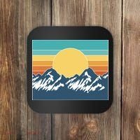 Retro Sunset Mountain Nature Coaster thumb 0