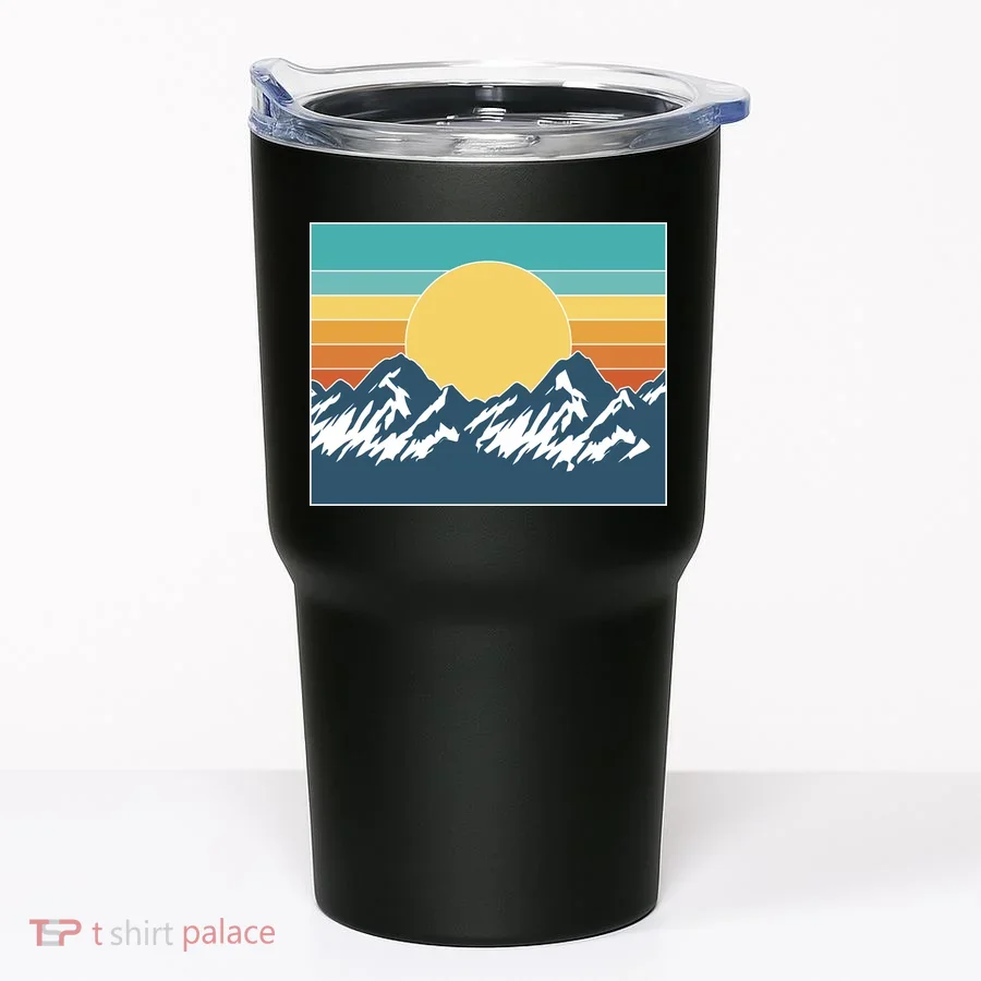 Retro Sunset Mountain Nature Tumbler