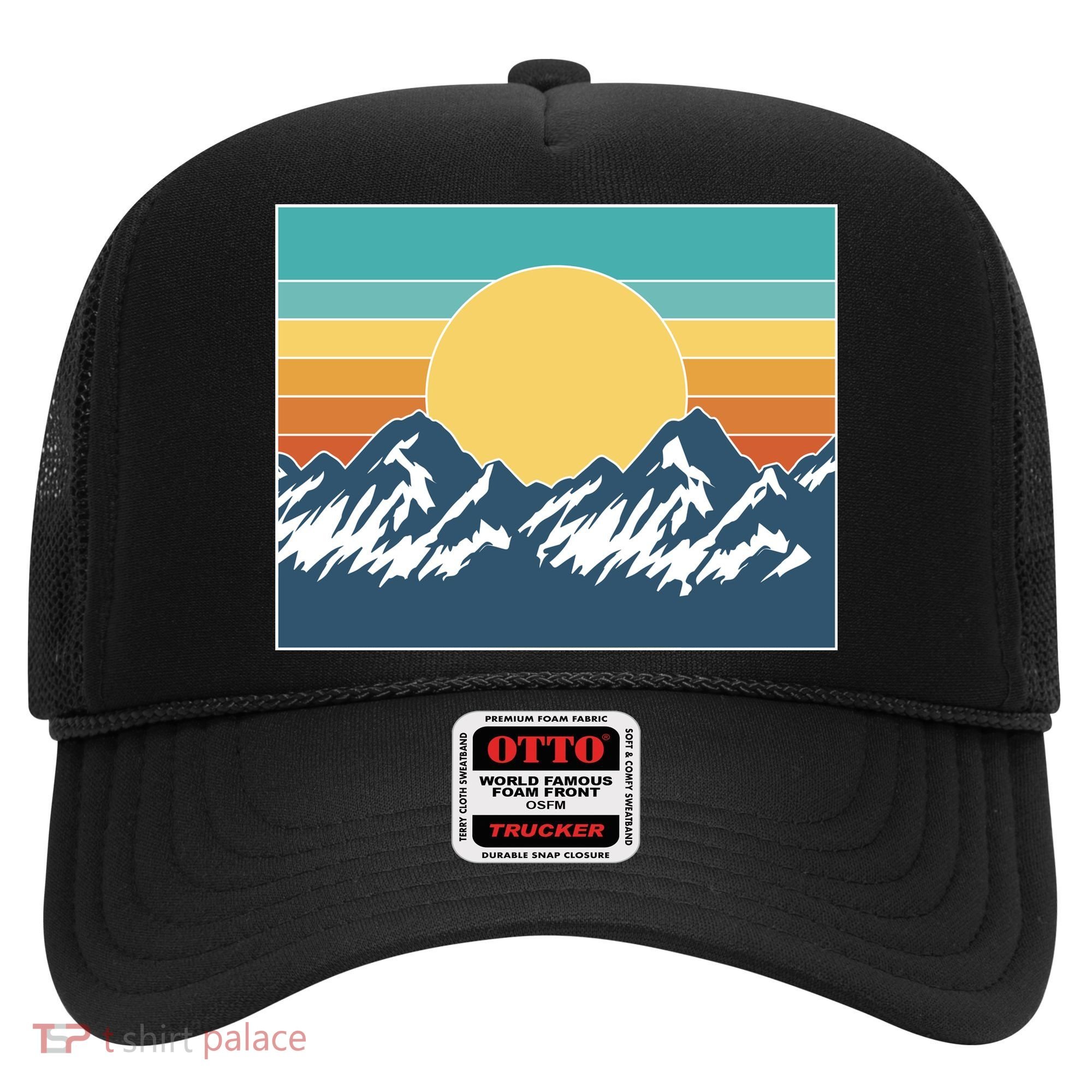 Retro Sunset Mountain Nature Hat