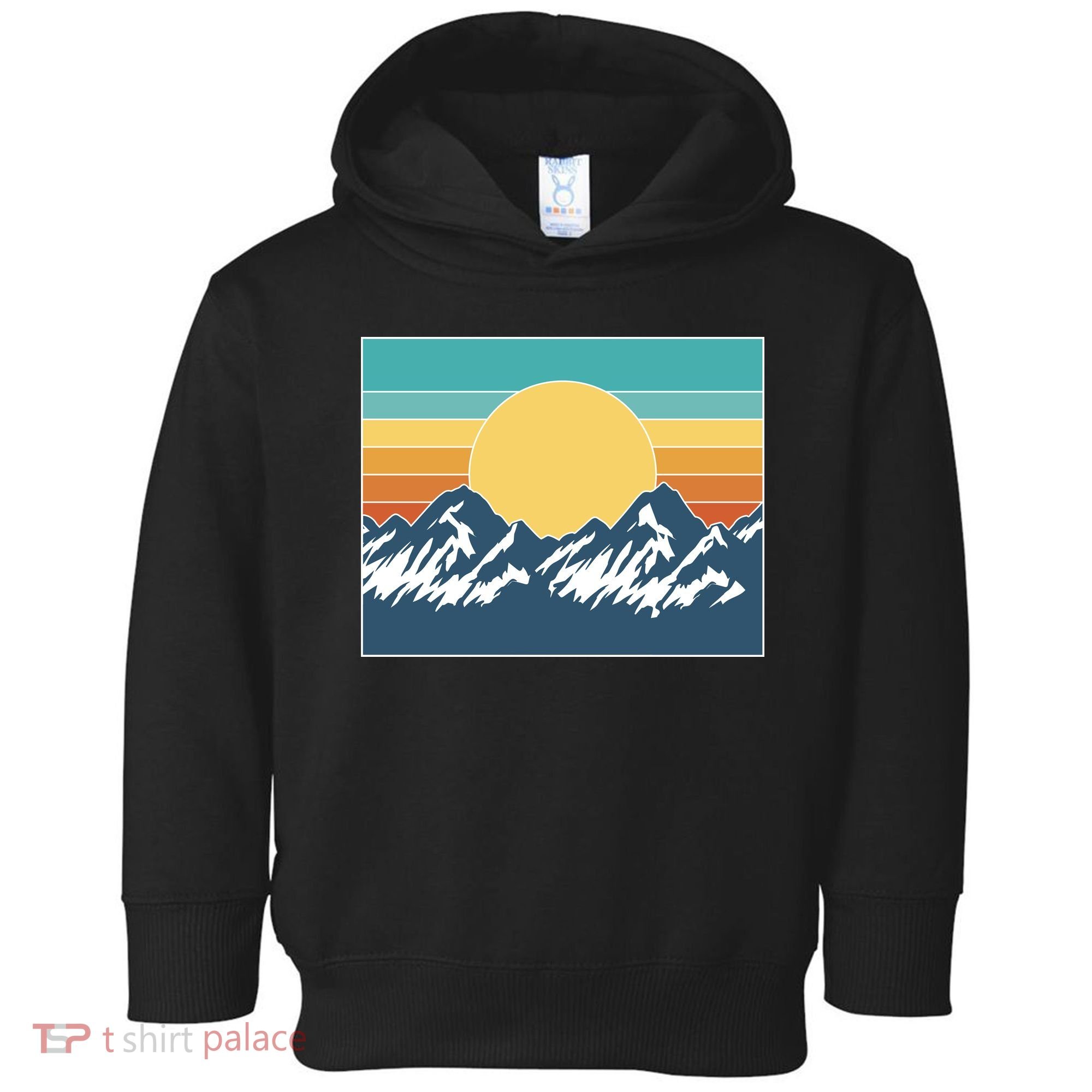 Retro Sunset Mountain Nature Toddler Hoodie