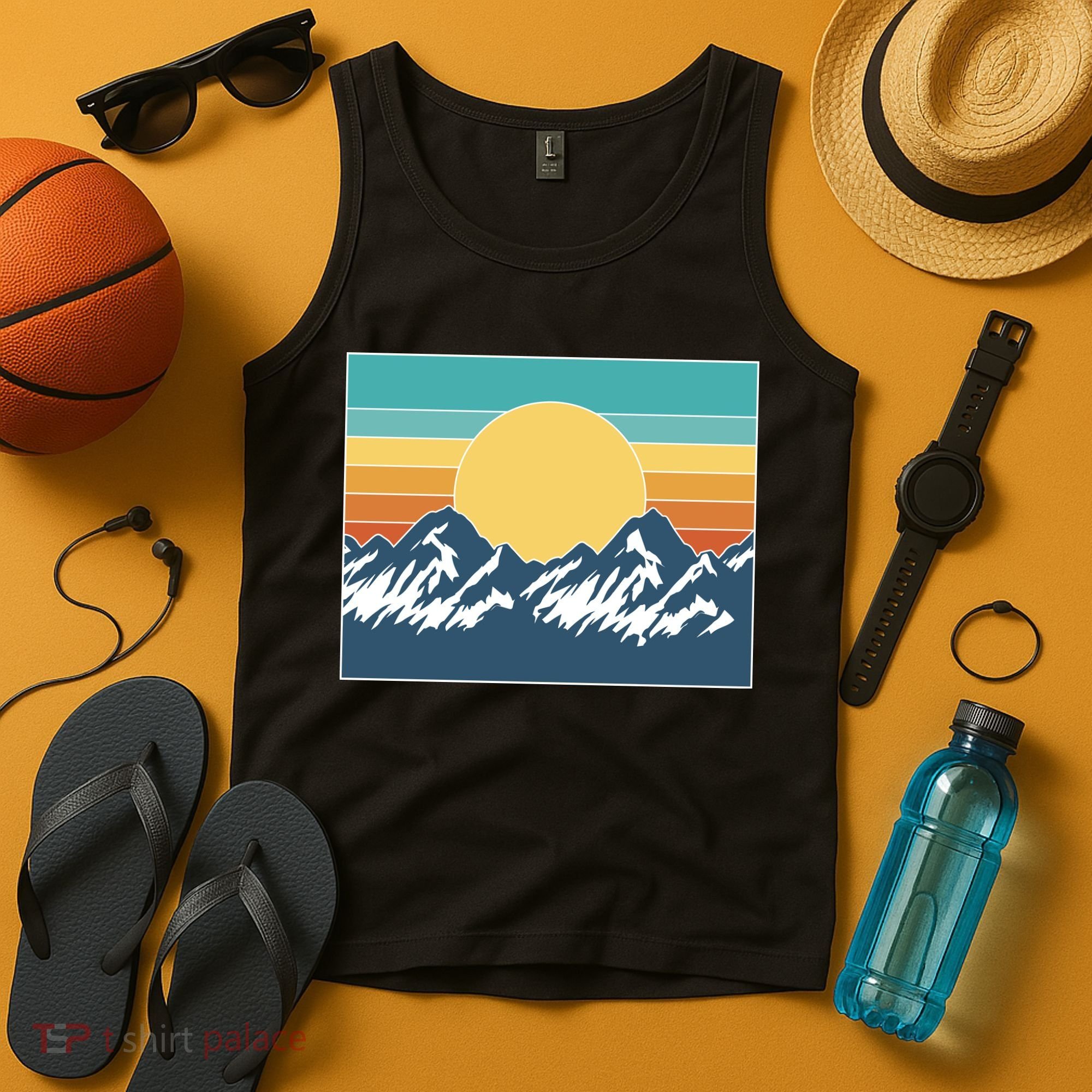 Retro Sunset Mountain Nature Tank Top