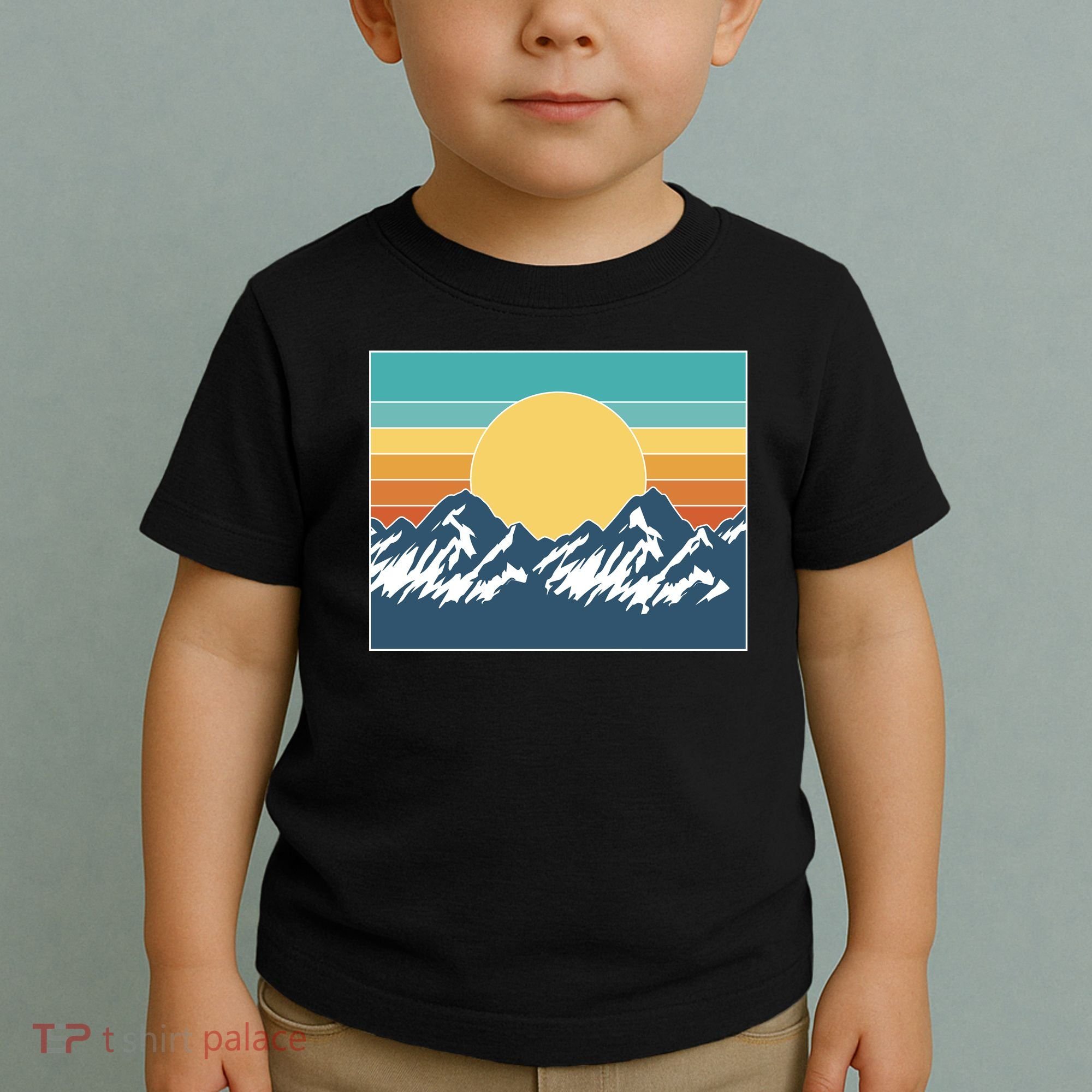 Retro Sunset Mountain Nature Toddler T-Shirt