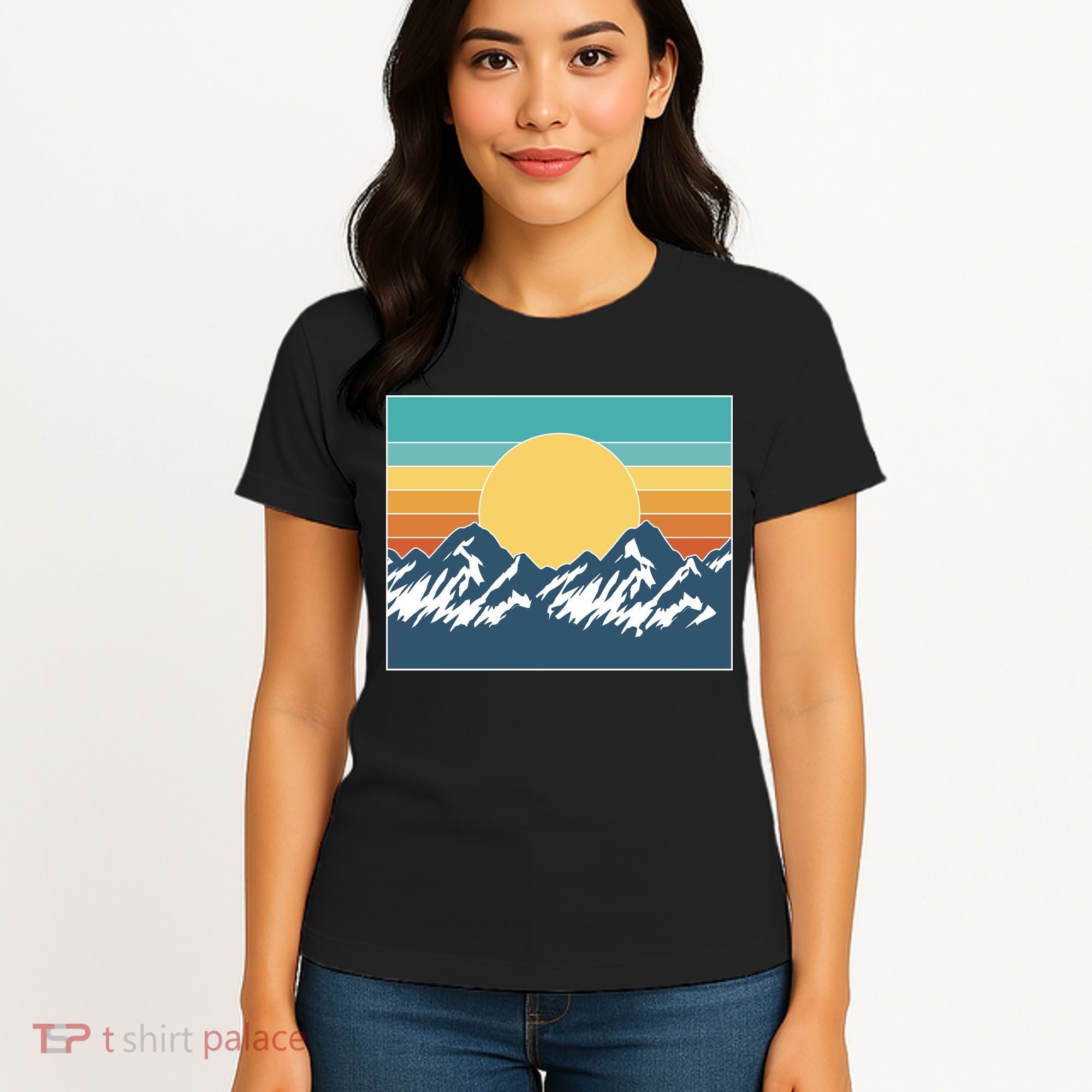 Retro Sunset Mountain Nature Women's T-Shirt