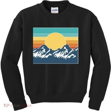 Retro Sunset Mountain Nature Kids Sweatshirt