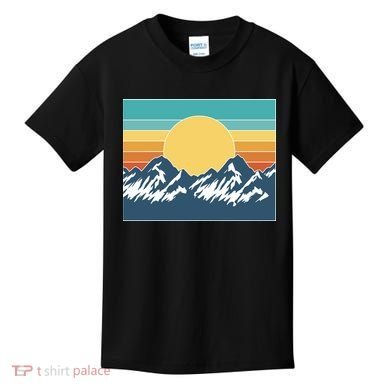 Retro Sunset Mountain Nature Kids T-Shirt