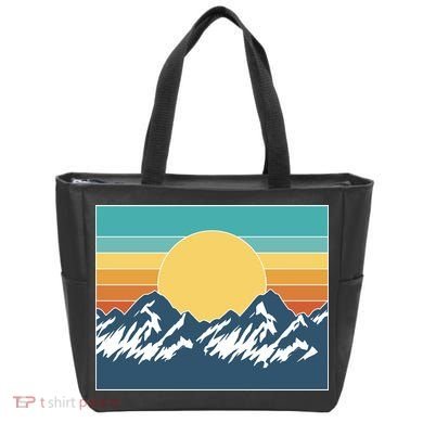 Retro Sunset Mountain Nature Tote Bag