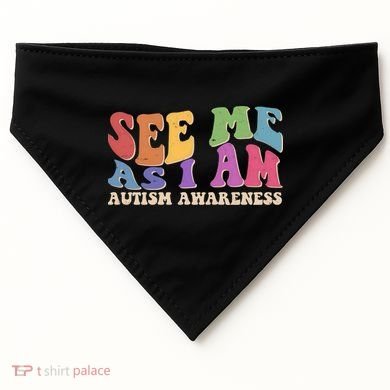 Retro See Me As I Am Autism Awareness USA-Made Doggie Bandana